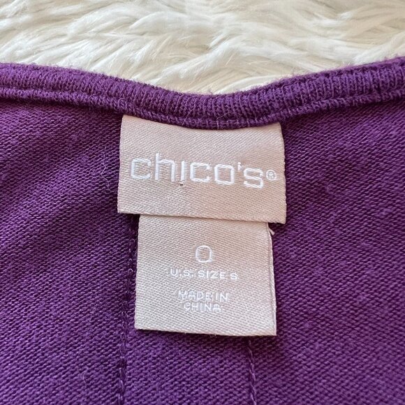 Chicos Women Dress Size 8 Small Purple Knit Pockets Shirt Pullover Stretch 15782 - Picture 2 of 7
